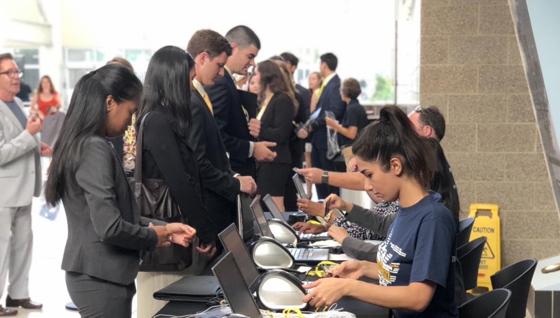 Student in line at Career Fair